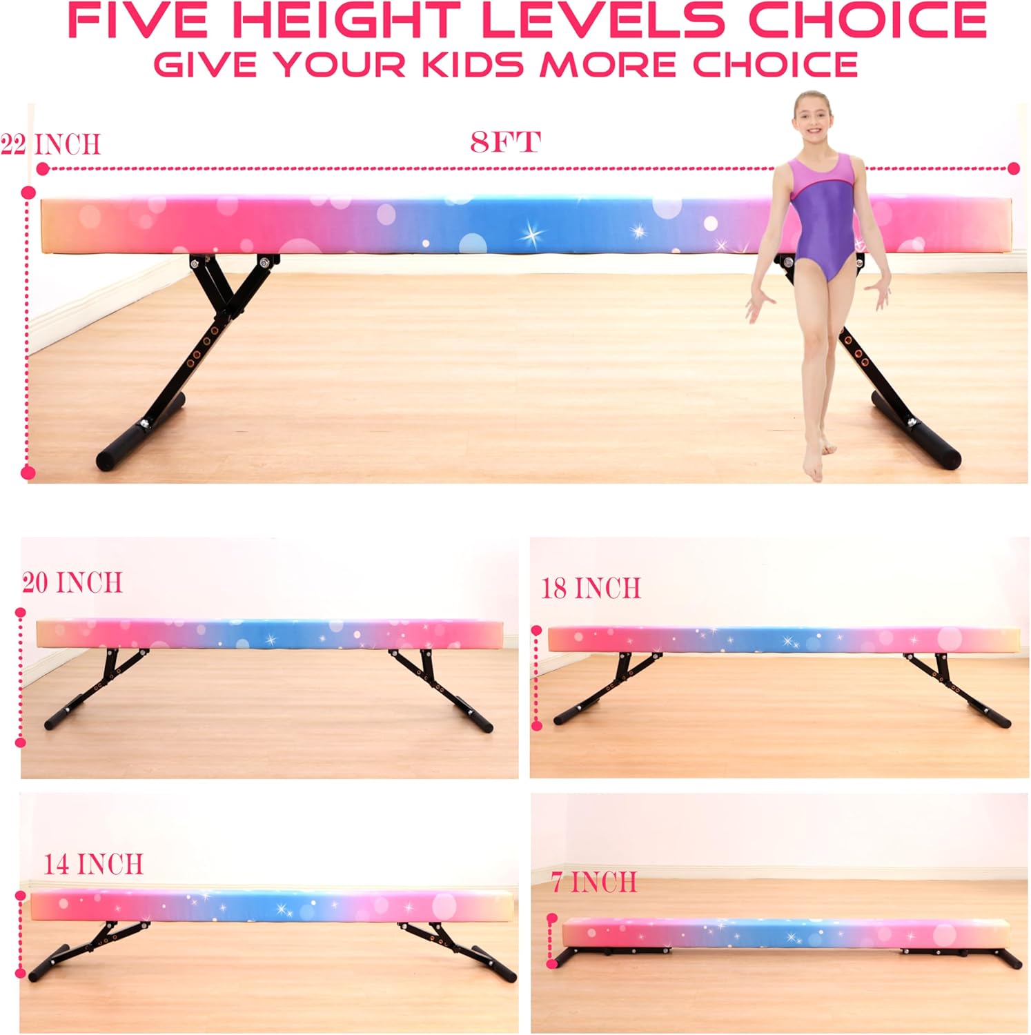 8 Ft Gymnastic Slant Board Adj - Gymnastics Beam Floor 评论和价格