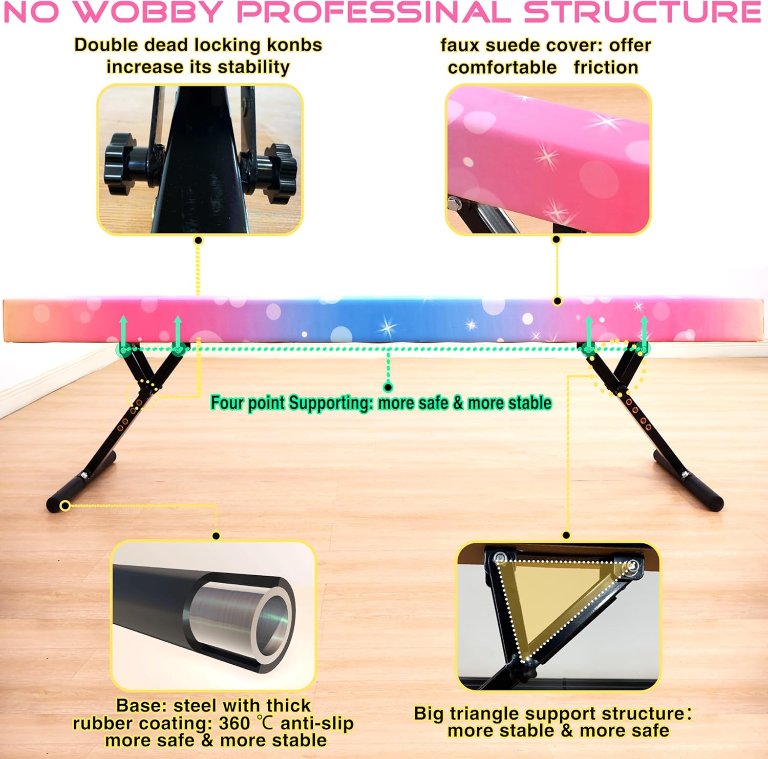 8 Ft Gymnastic Slant Board Adj - Gymnastics Beam Floor 评论和价格